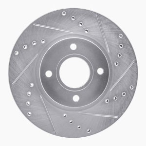 Ford Fiesta Brake Rotor (1) - Front Right - R1 Concepts - Drilled & Slotted - Silver - `14-`23